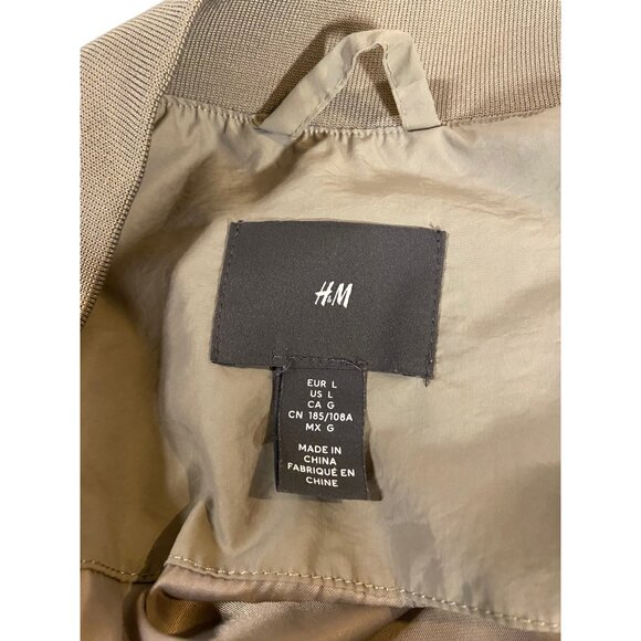 H&M Bomber Jacket Beige Size L Neutral Minimalist Classic Stealth Wealth Summer - Picture 3 of 12